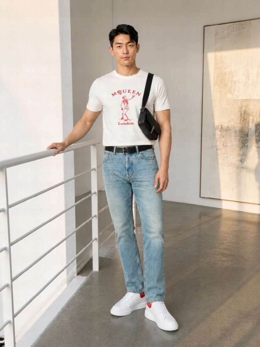 Alexander mcqueen graphic tee jeans sneakers