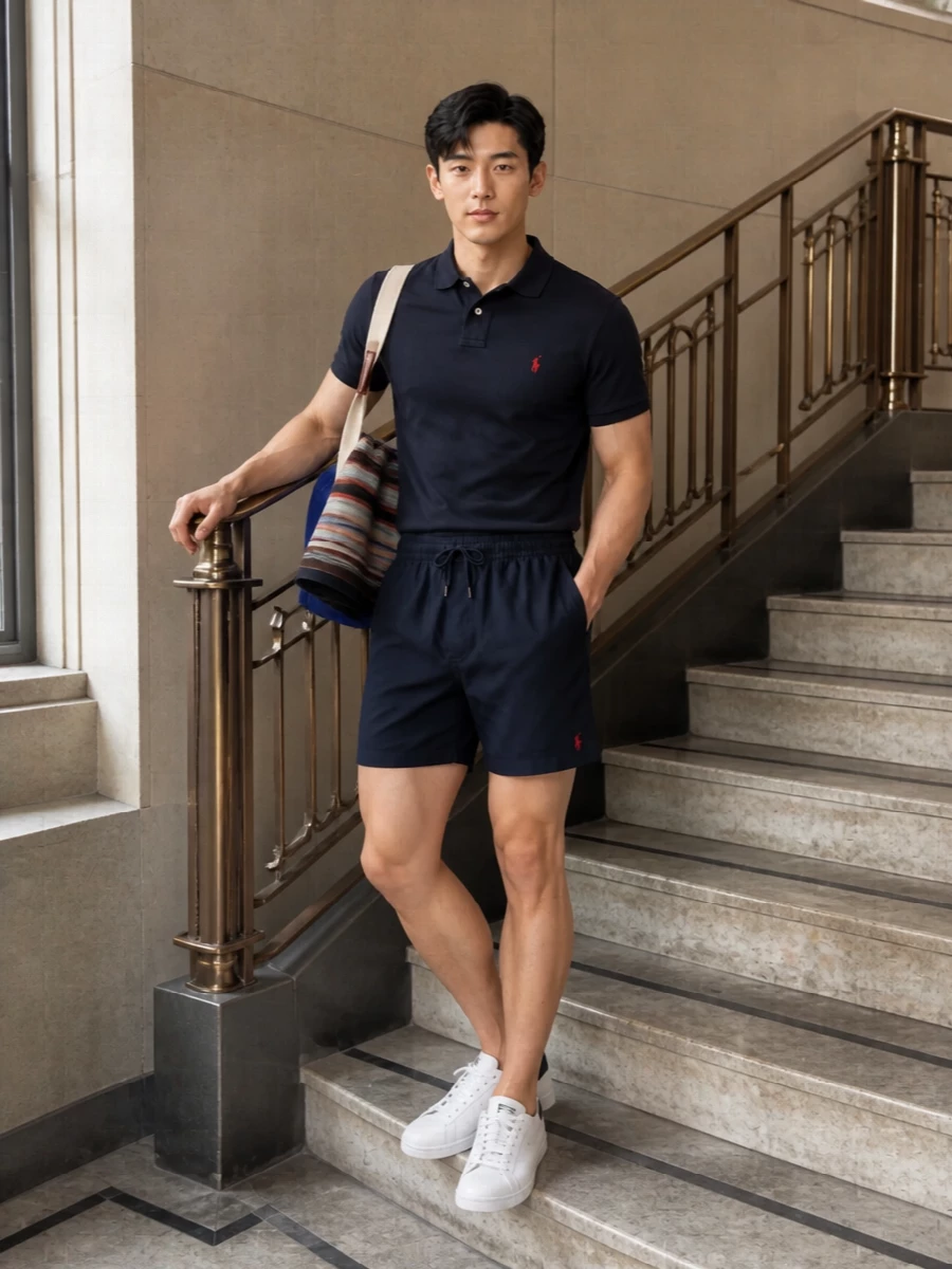 Polo ralph lauren navy swim shorts sneakers