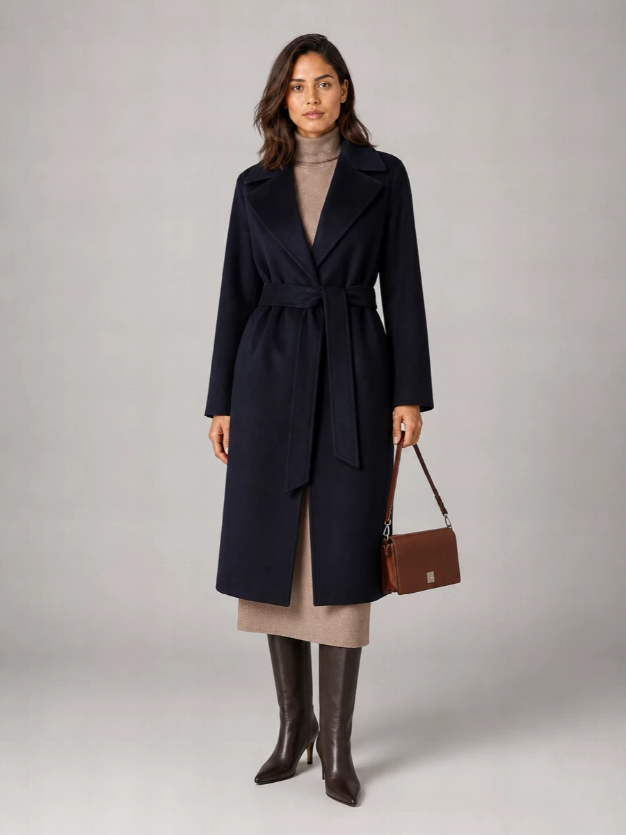 S Max Mara Virgin Wool Belted Coat