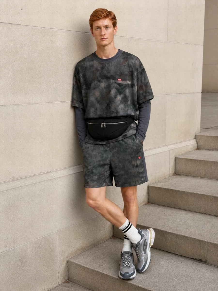 Diesel camo mesh set technical sneakers outfit