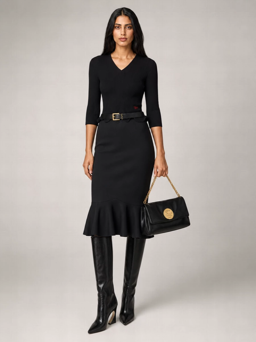 Fendi Leather Fitted Skirt