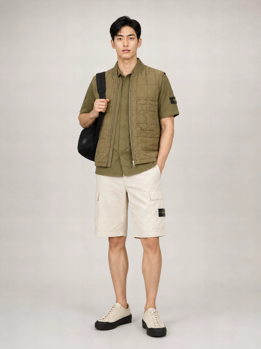 Stone Island Cotton Blend Sleeveless Jacket Front Pocket