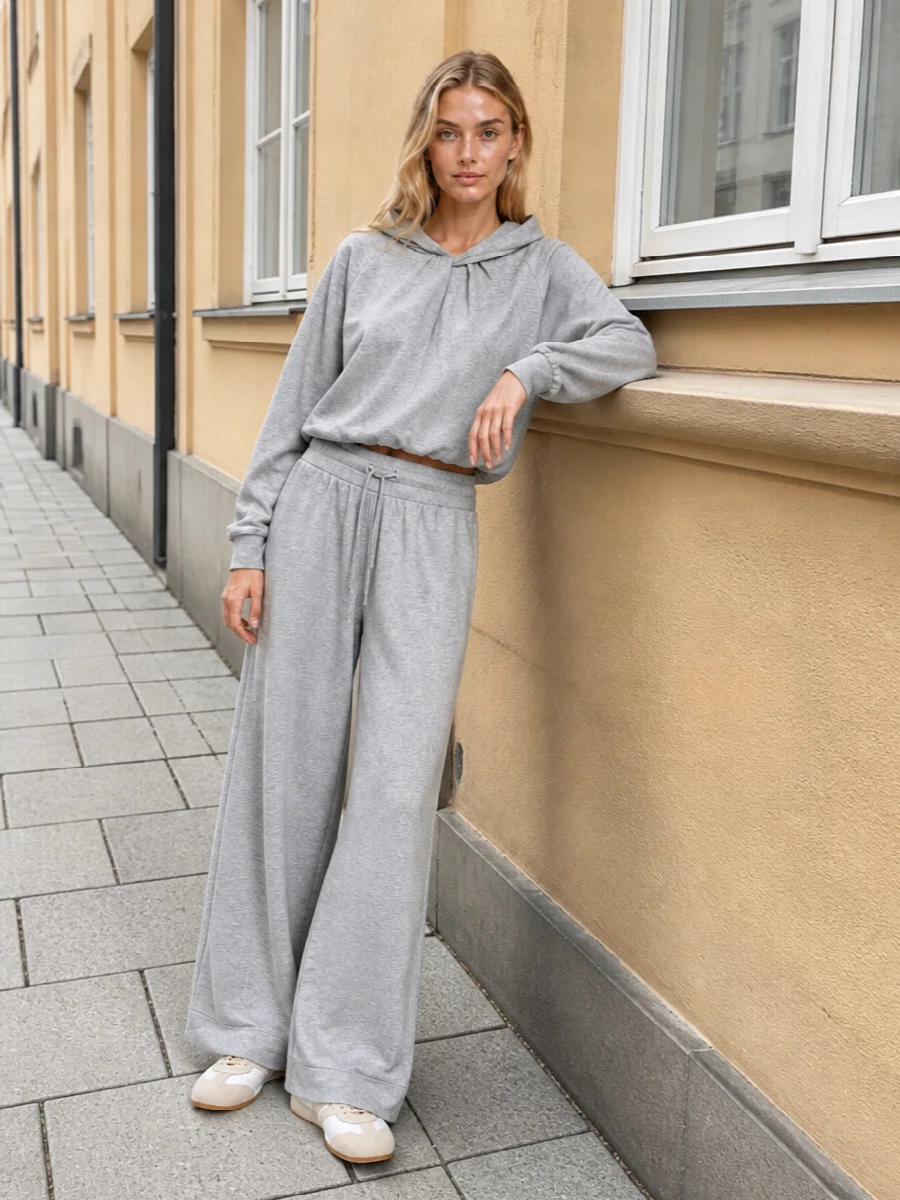 Dries van noten grey hoodie wide leg sweatpants