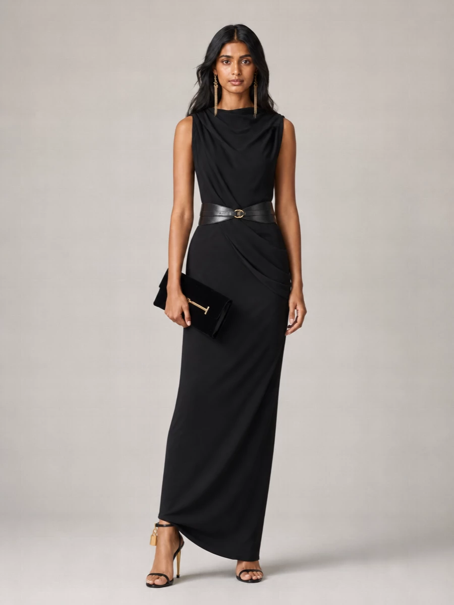 Tom Ford Draped Jersey Maxi Dress