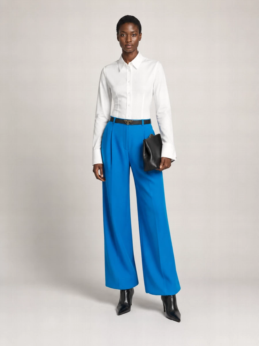 The Attico Virgin Wool High-Rise Pleated Wide-Leg Trousers