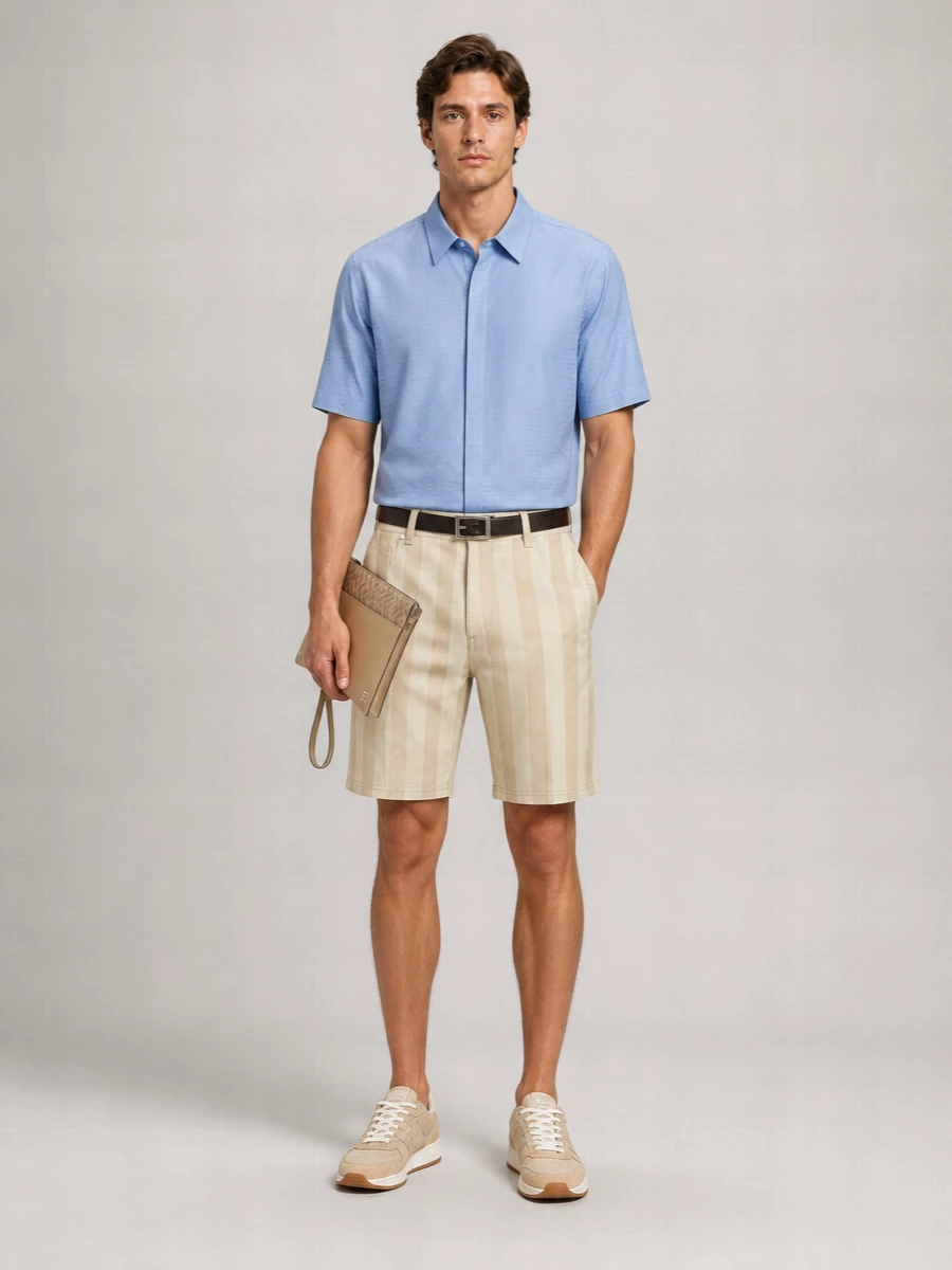Fendi Embroidered Canvas Bermuda Shorts
