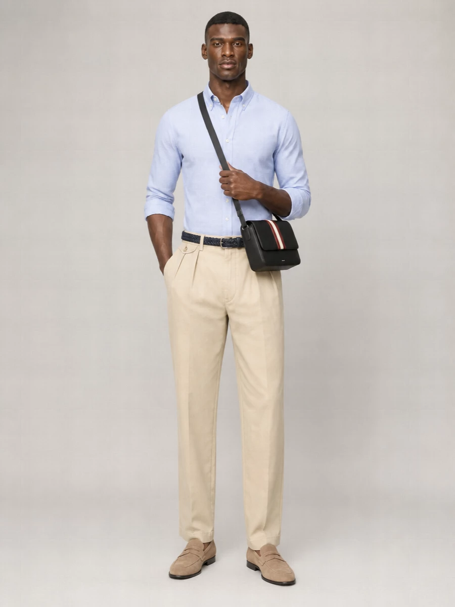 Polo Ralph Lauren Straight Tailored Trousers With Back And Buttoned Pockets