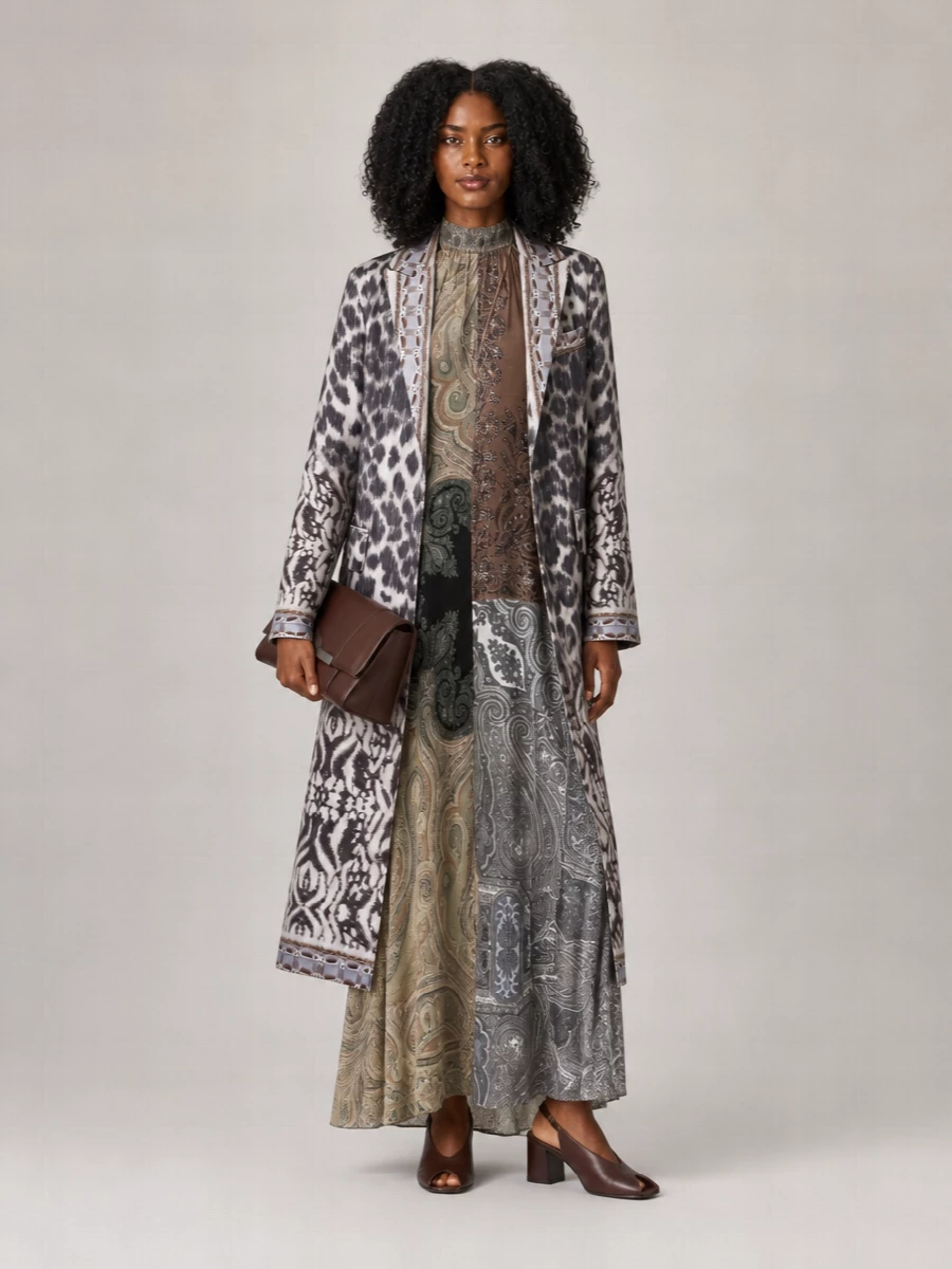 Pierre Louise Mascia Silk Single-Breasted Coat