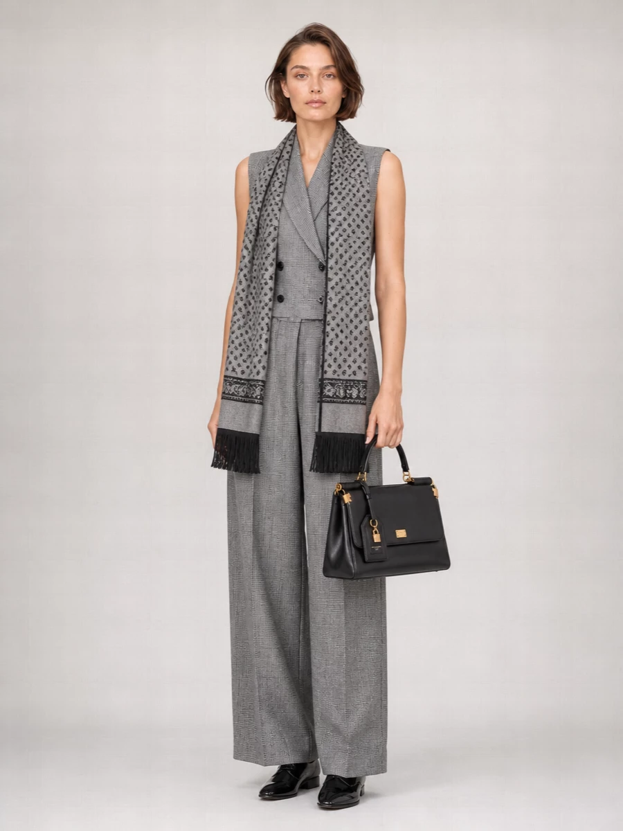 Dolce&Gabbana Silk Patterned Fringed Scarf