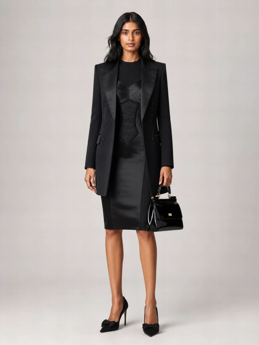 Dolce&Gabbana Silk Virgin Wool Double-Breasted Blazer