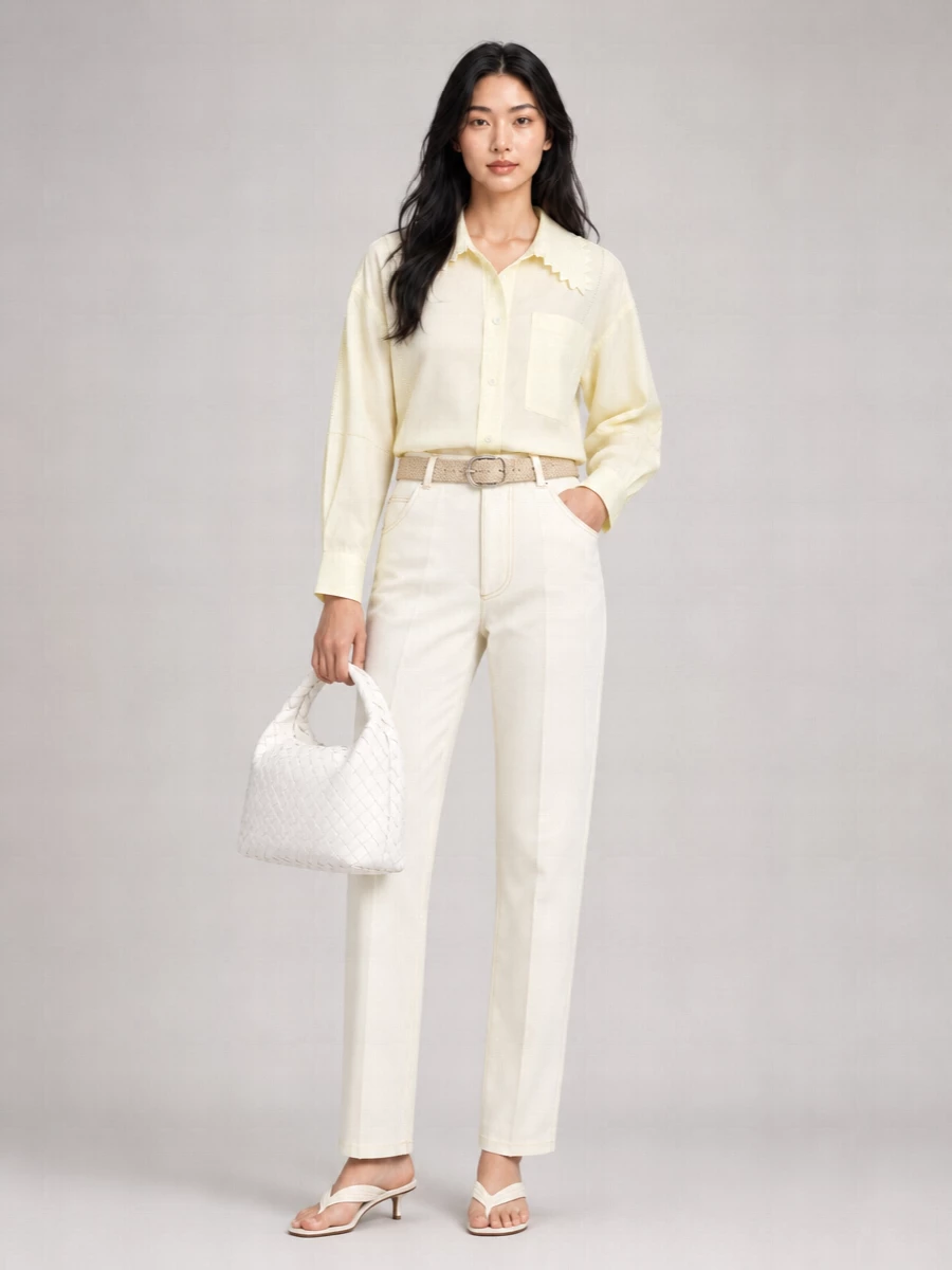 Bottega Veneta Wide-Leg Wool Trousers With Pockets And Stitching