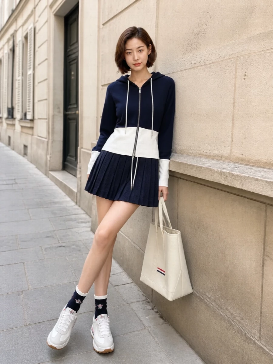 Thom browne hoodie tennis skirt athleisure outfit