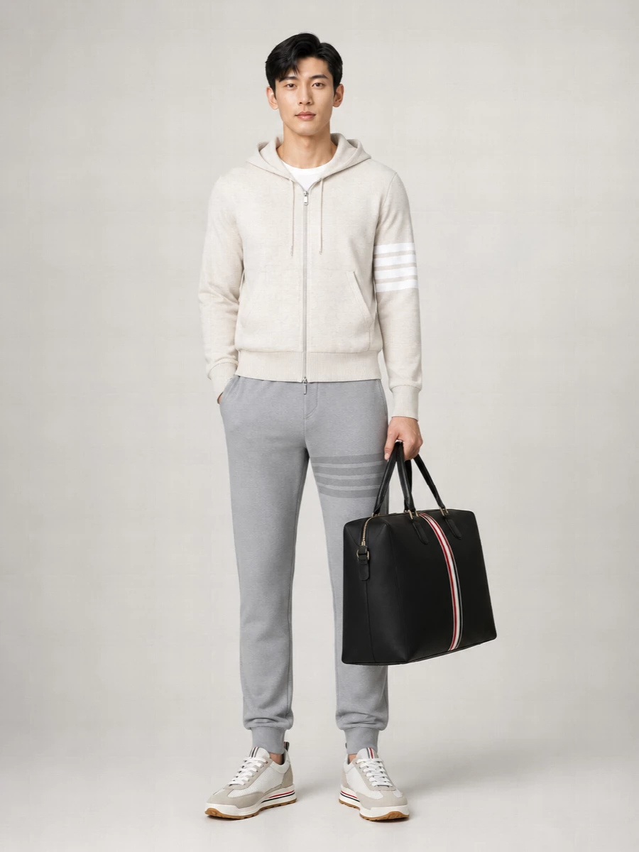 Thom Browne Cotton Hooded Zip Sweatshirt