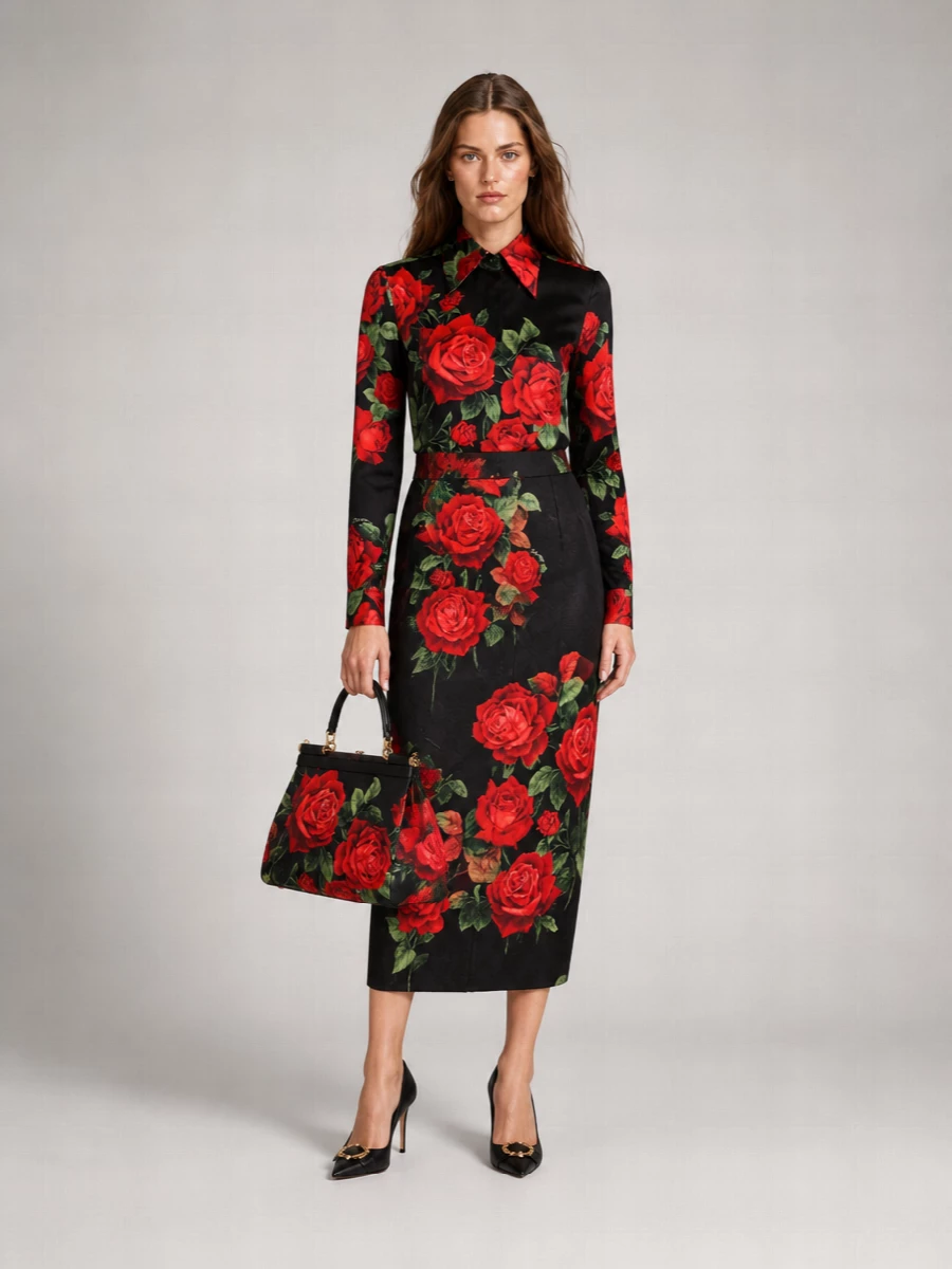 Dolce&Gabbana Floral Brocade Knee-Length Pencil Skirt