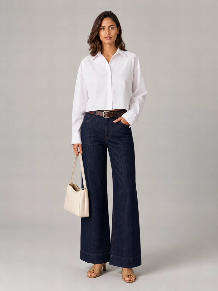 7 For All Mankind Denim Wide-Leg Trousers