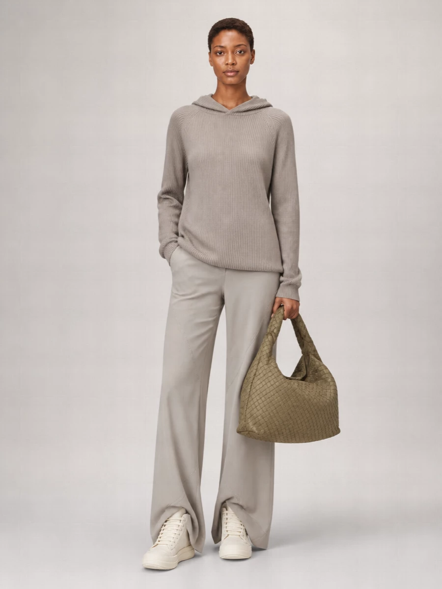 Rick Owens Cashmere Semi-Sheer Fine-Ribbed Hoodie