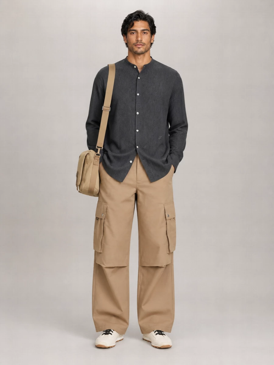 Jacquemus Cotton Linen Cargo Wide-Leg Trousers