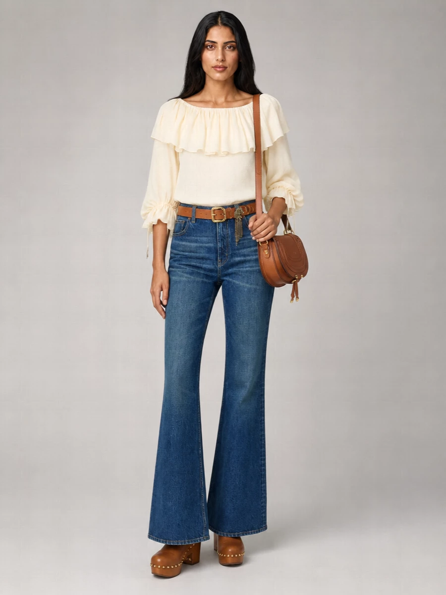 Chloé High-Rise Cotton Slightly Flared Jeans
