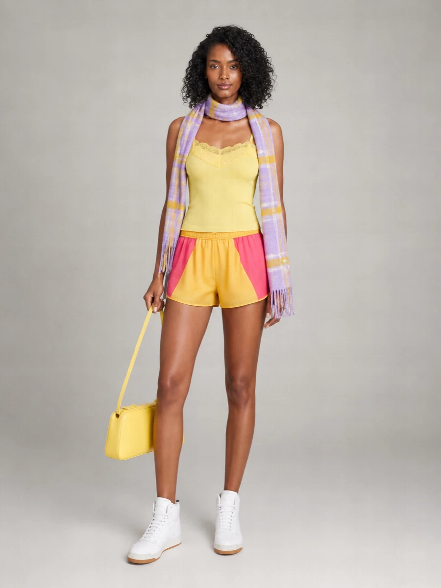 Saint Laurent Color-Block Cupro Relaxed-Fit Mid-Length Shorts