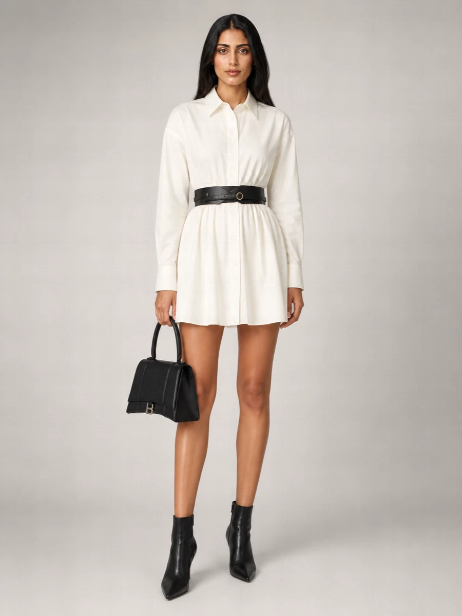 Balenciaga Cotton Long-Sleeve Shirt Mini Dress