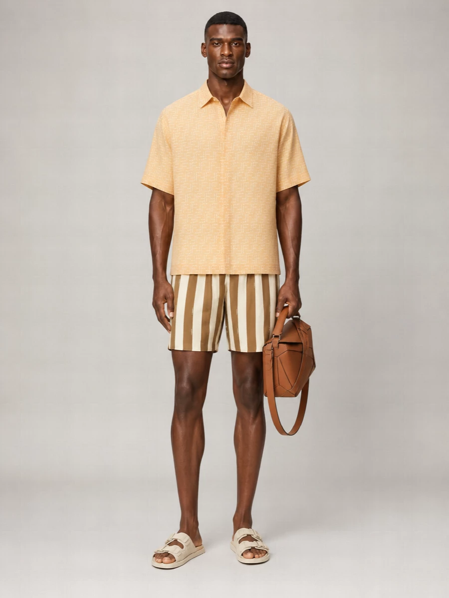Fendi Silk Striped Bermuda Shorts