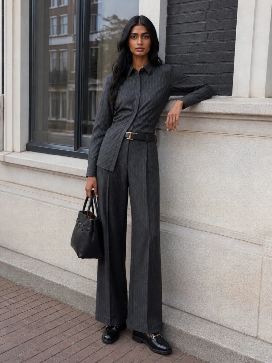 Pt torino pinstripe trousers dondup shirt tods loafers
