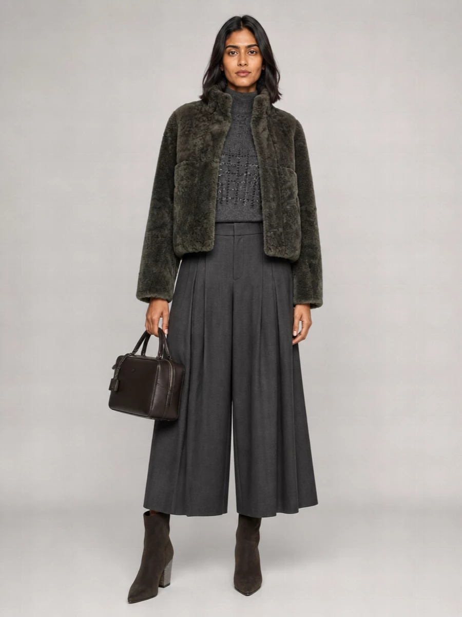 Brunello Cucinelli Lamb Fur Cropped Jacket