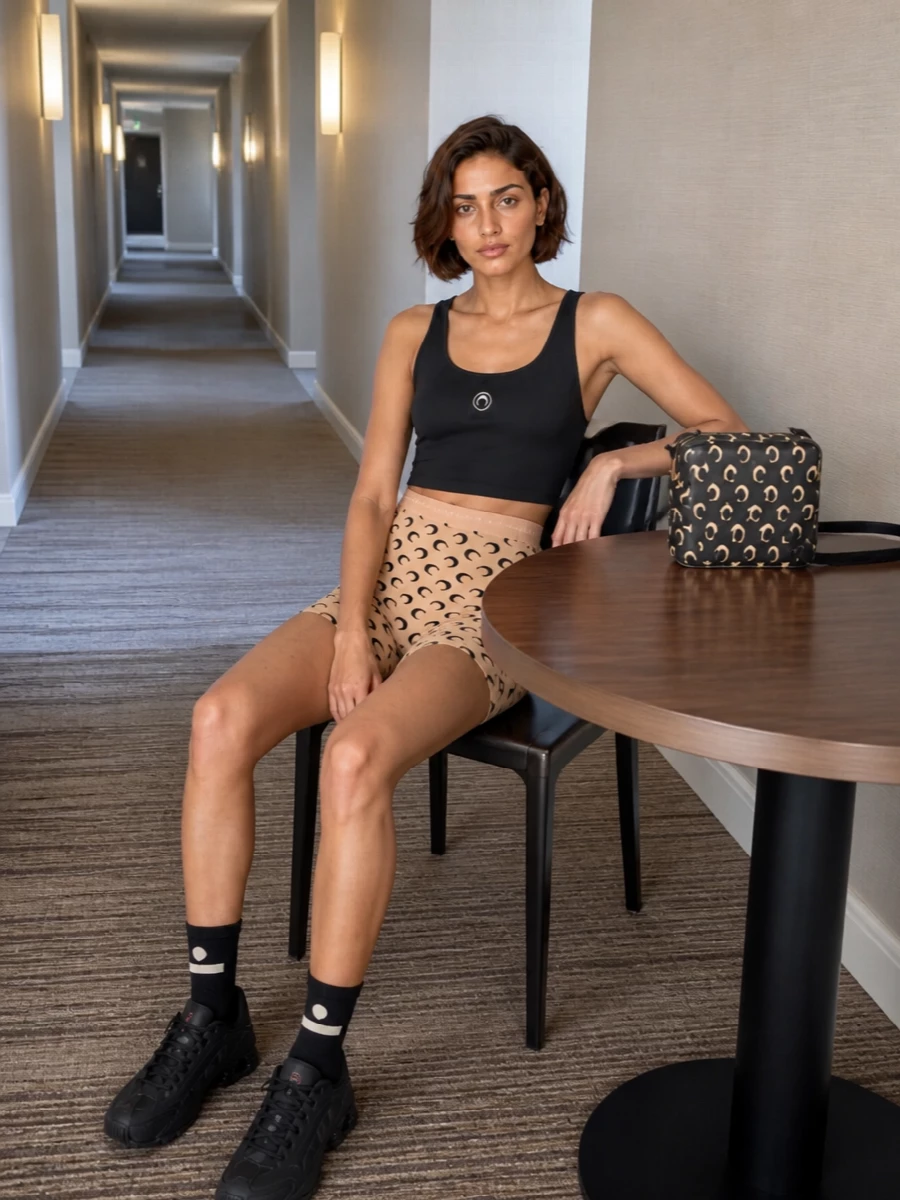 Marine serre moon shorts black tank nike sneakers