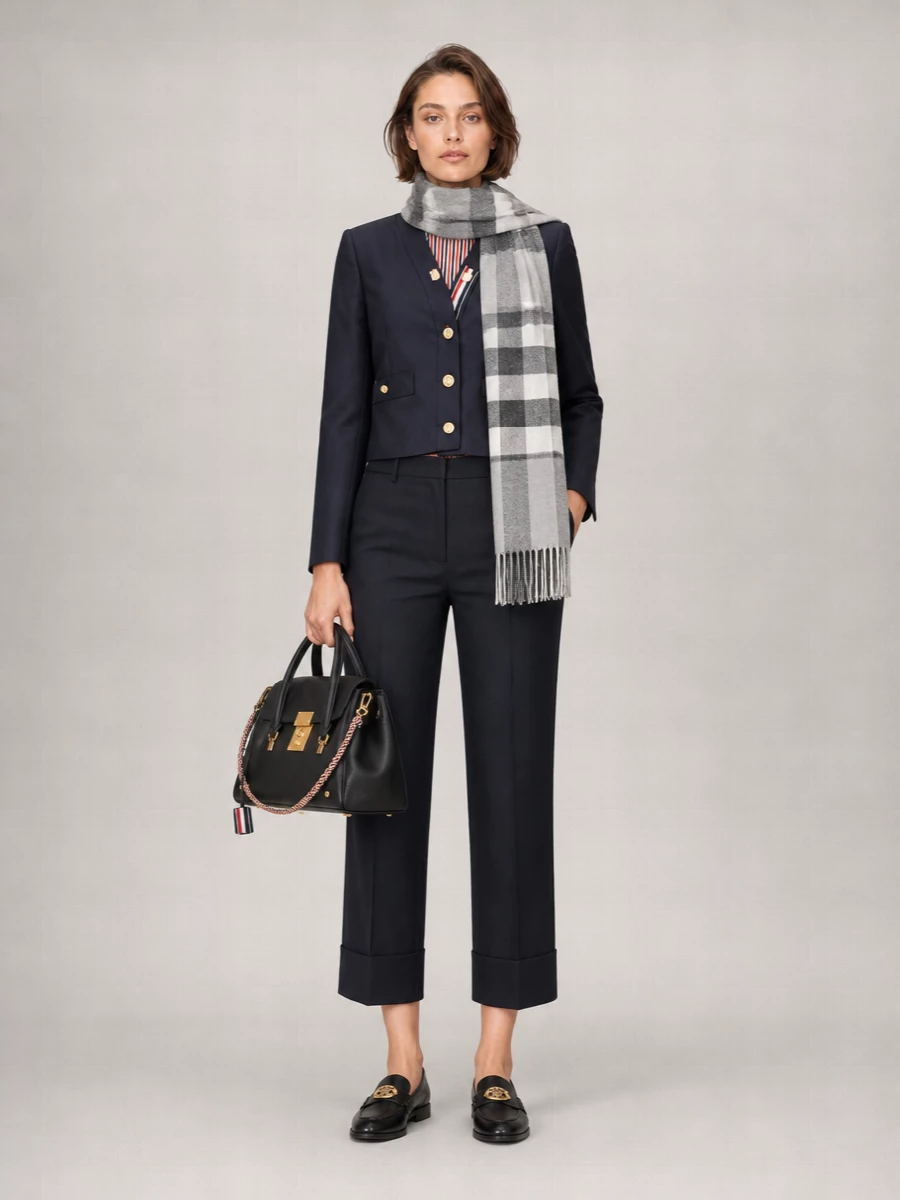 Thom Browne Merino Wool V-Neck Hopsack Suit Jacket