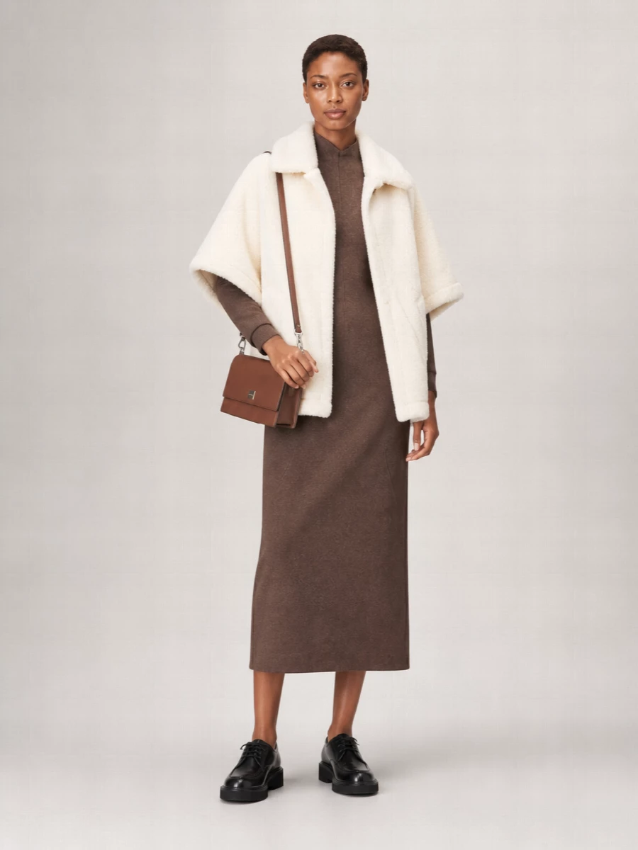 Max Mara alpaca wool silk fleece cape