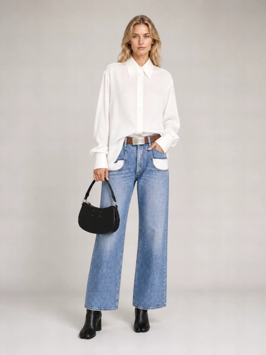 Maison Margiela Denim Low-Rise Wide Straight-Leg Jeans
