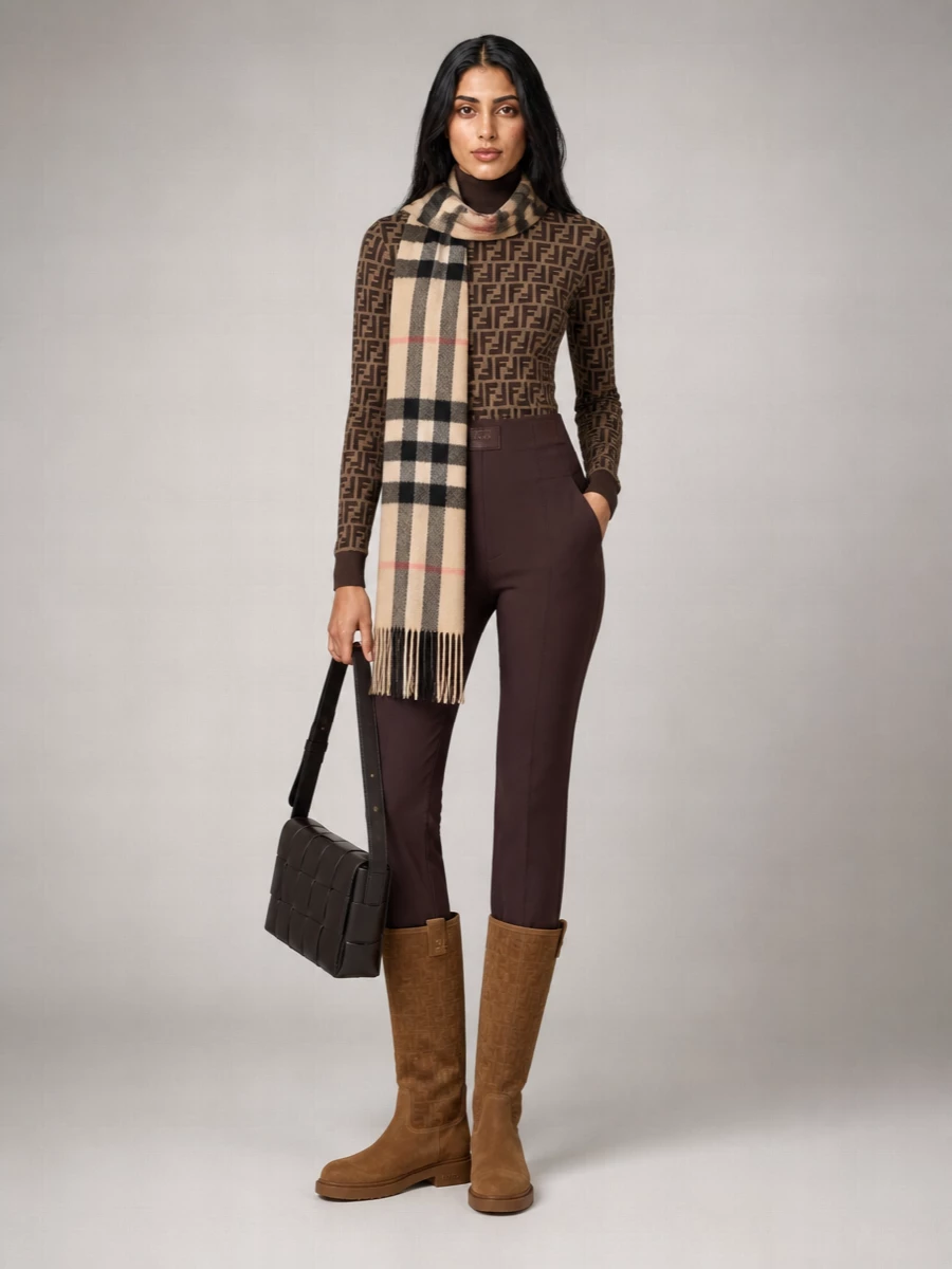 Fendi Cotton Jacquard Logo-Pattern High-Neck Jumper