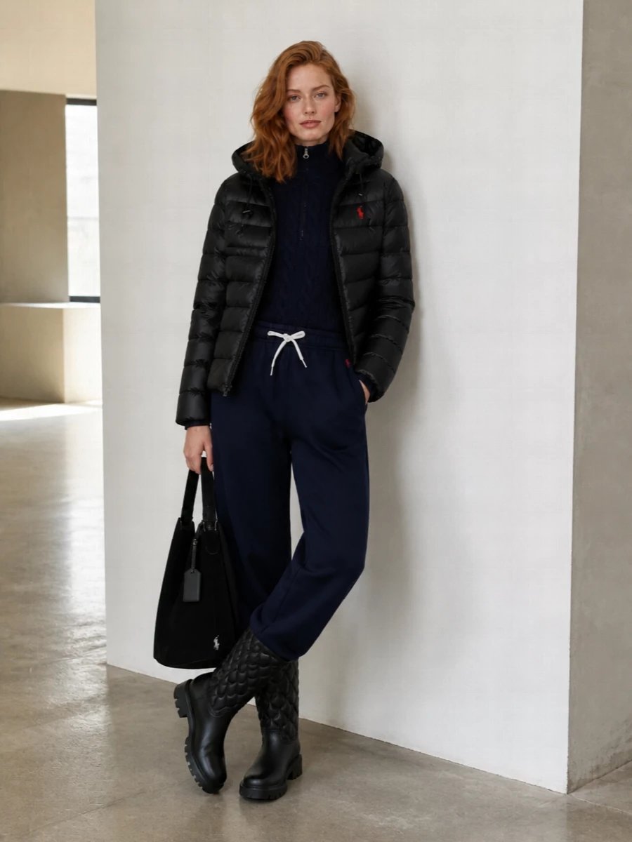 Polo ralph lauren puffer navy knit track pants