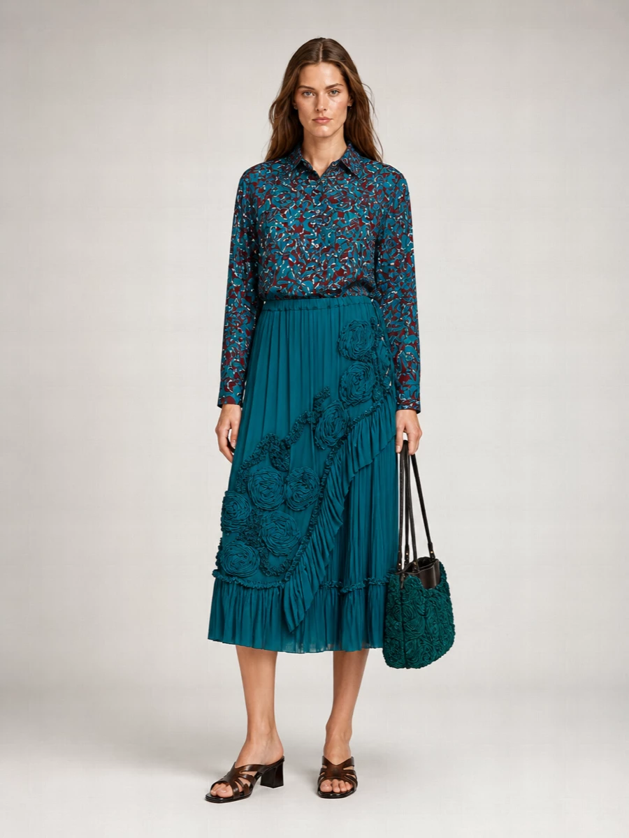 Dries Van Noten Embroidered Viscose Long-Sleeve Shirt