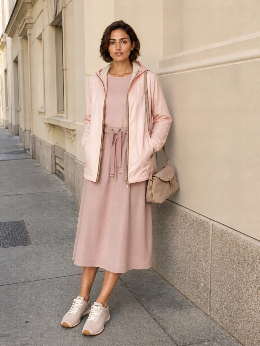 Herno blush midi dress ash blush sneakers