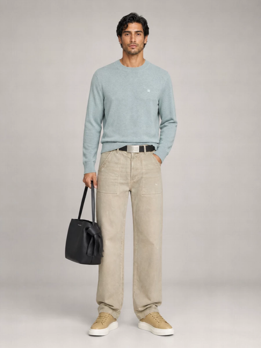 Acne Studios Cotton Wide-Leg Mid-Rise Trousers
