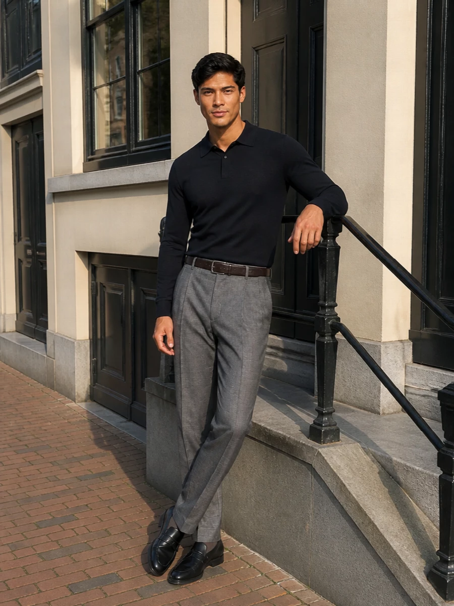 Paul smith grey trousers navy knit tods loafers