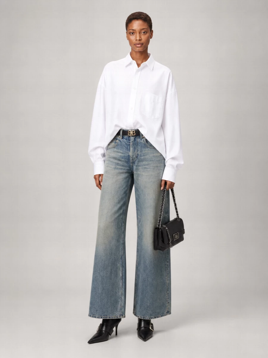 Balenciaga Denim Wide-Leg Jeans