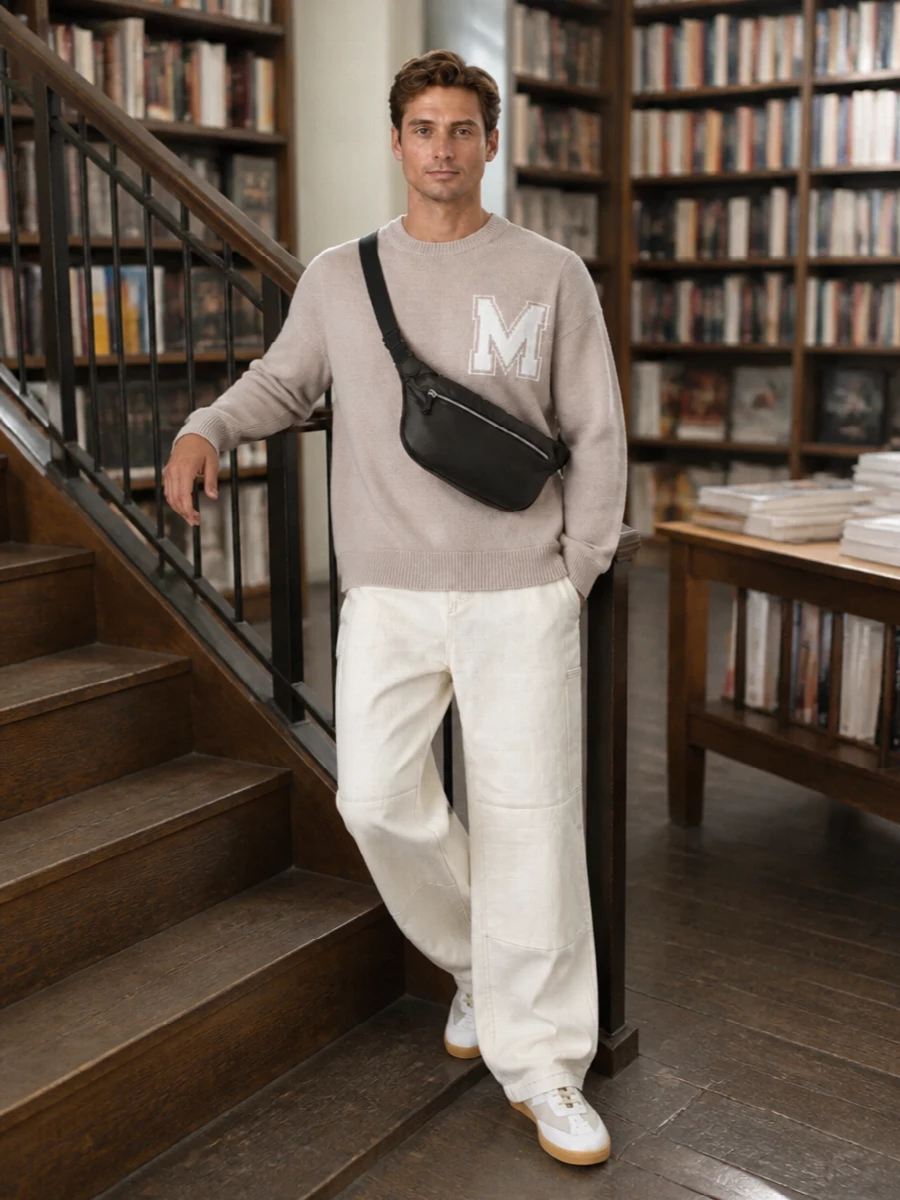 Mm6 margiela beige sweater wide leg trousers