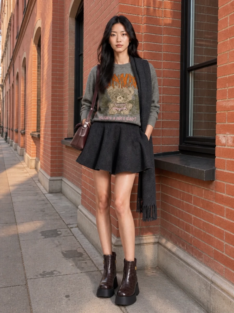 Ganni bear sweater flared mini platform boots