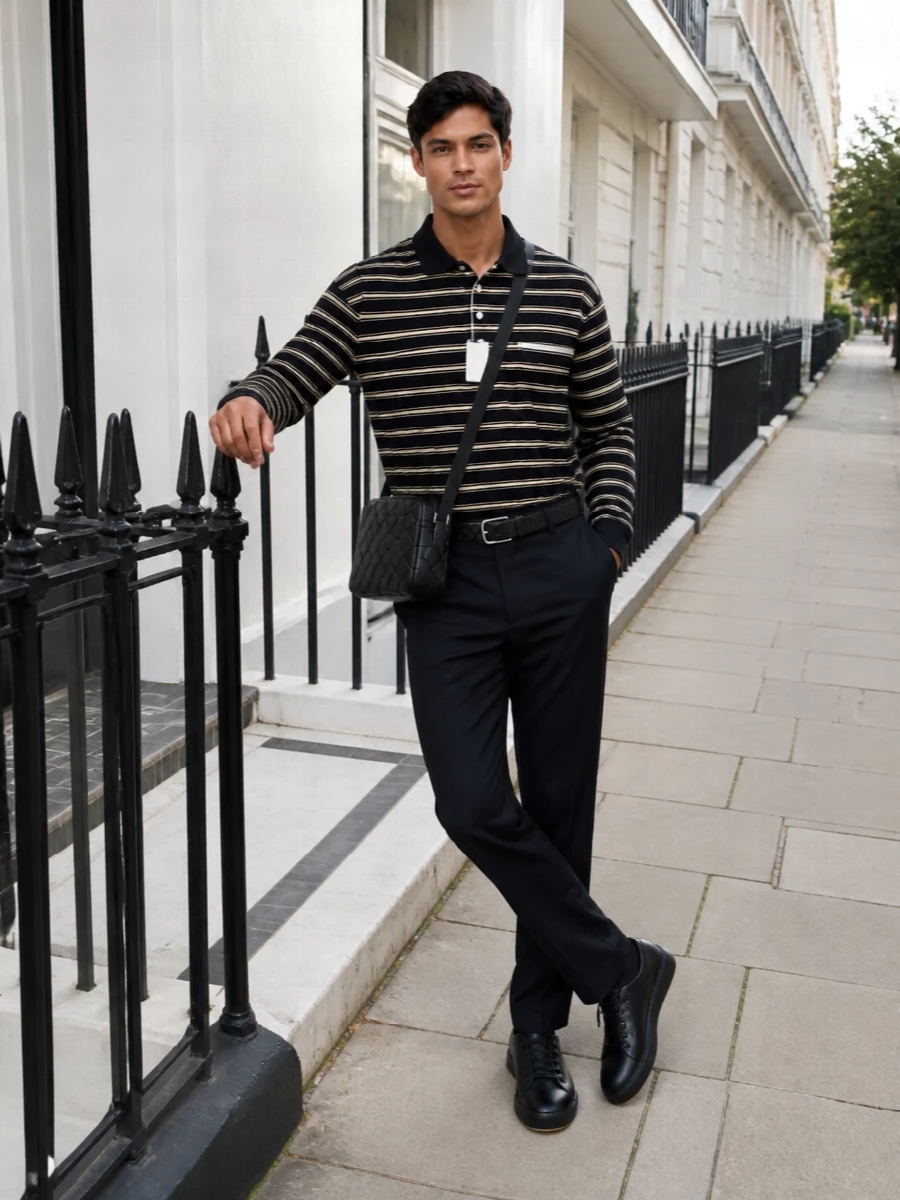 Bottega veneta rugby navy trouser black sneakers