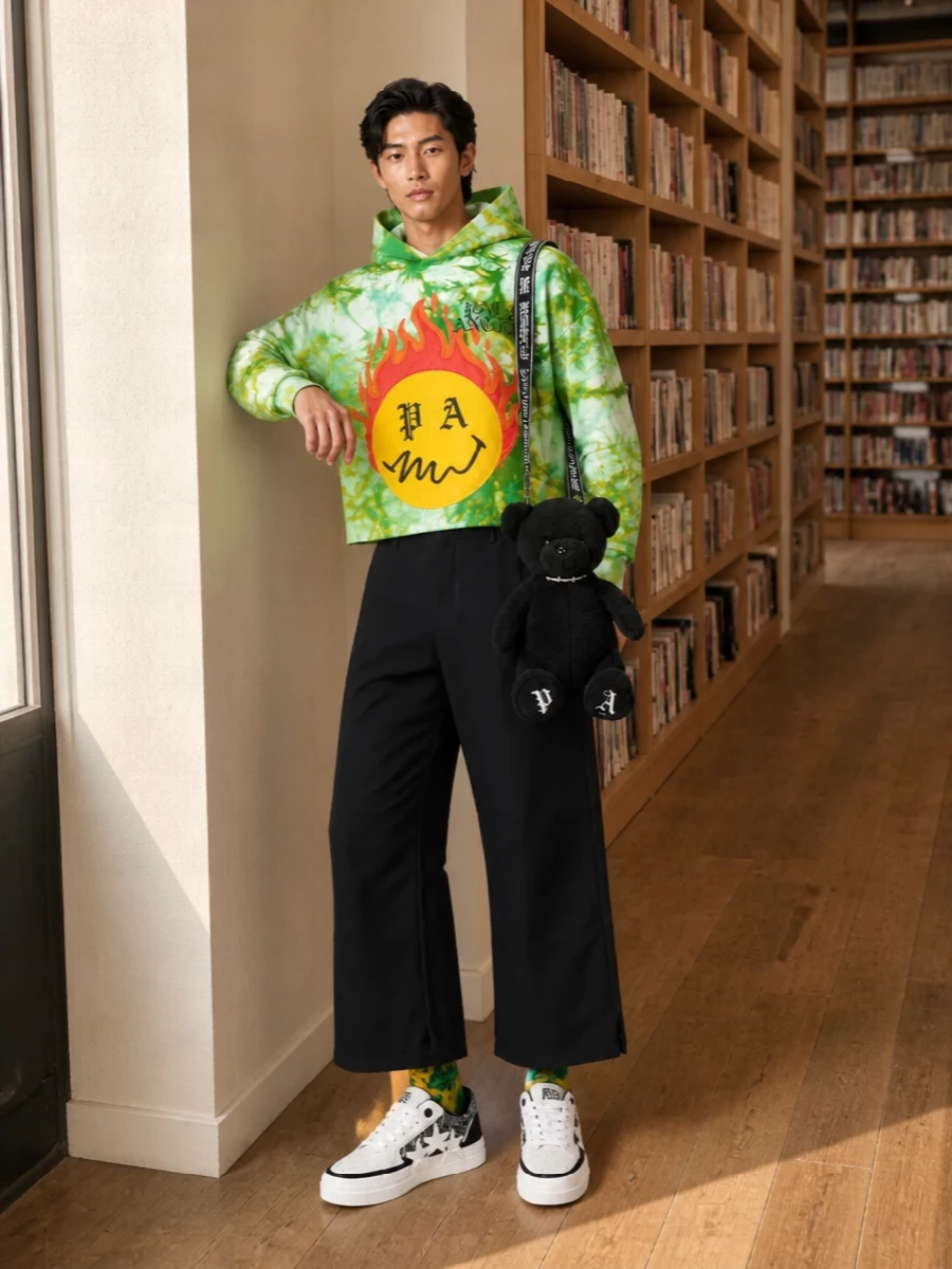 Palm angels hoodie wide leg trousers amiri sneakers
