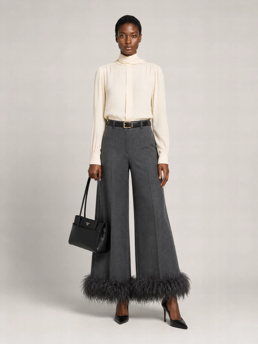 Prada Cashmere Wide-Leg Trousers