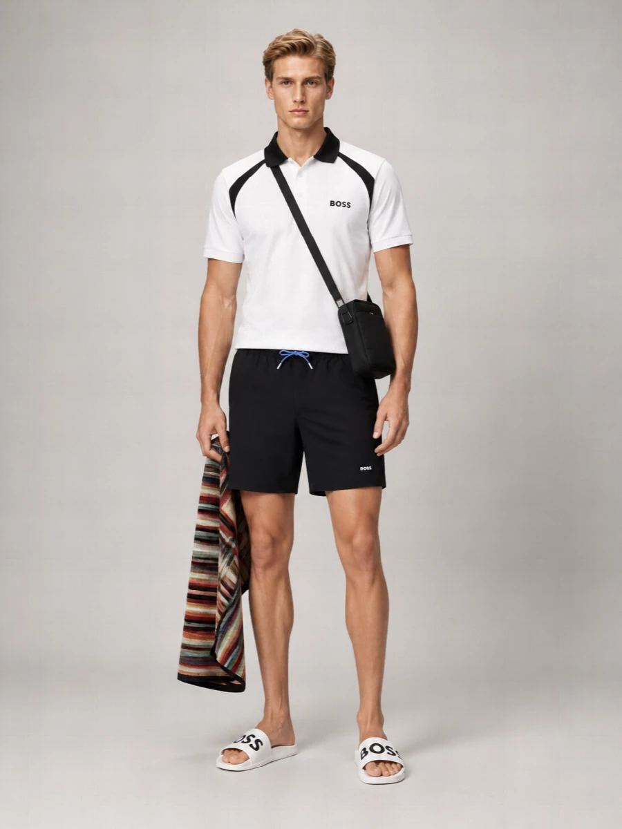 Boss Logo-Print Swim Shorts
