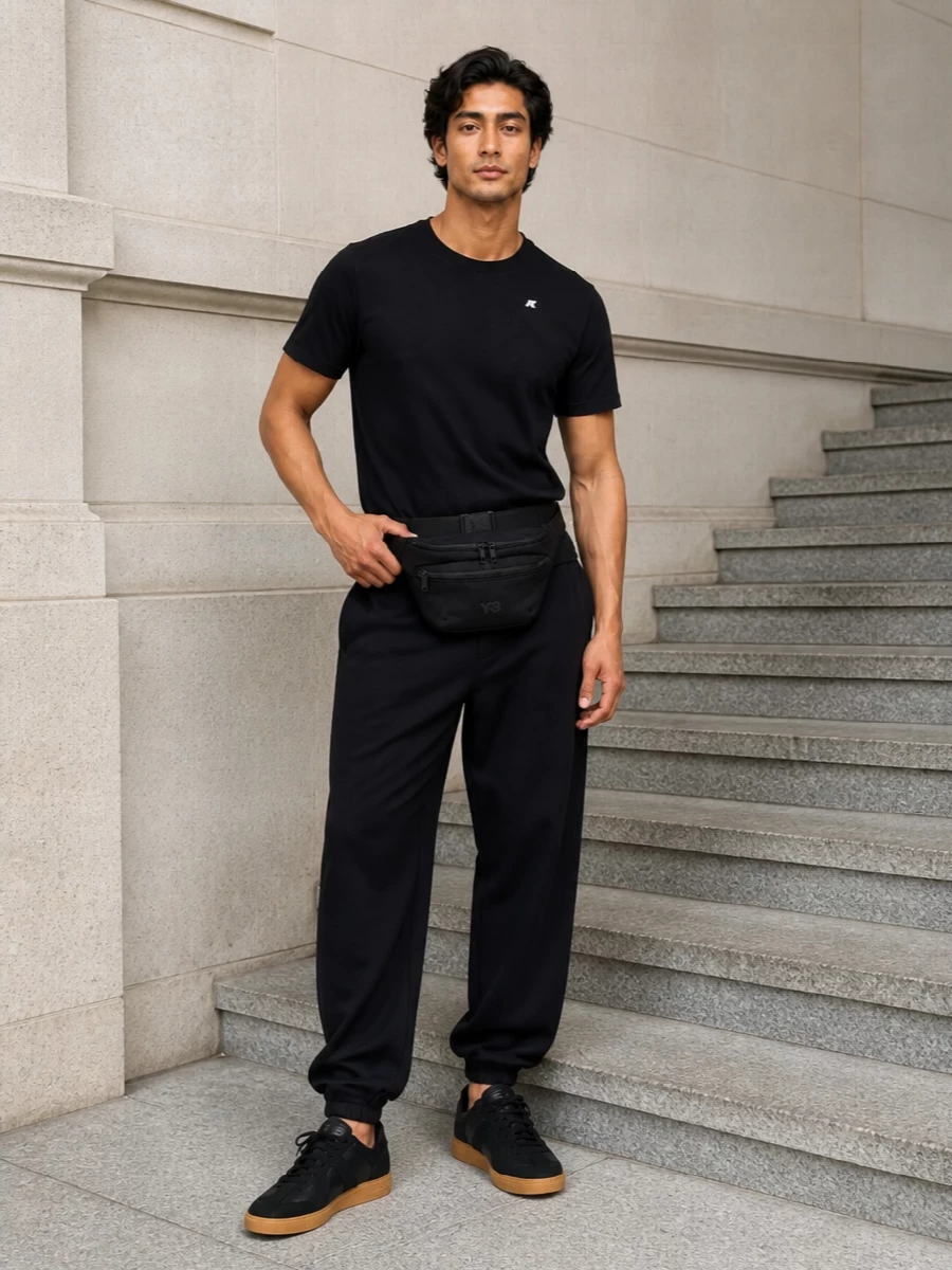 K way tee y3 track pants adidas sneakers