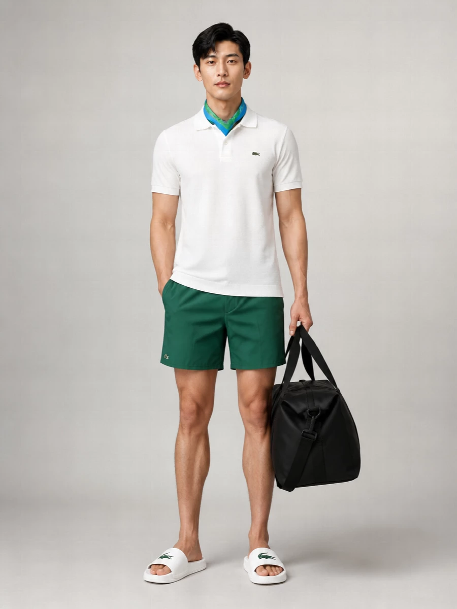 Lacoste Logo-Print Swim Shorts