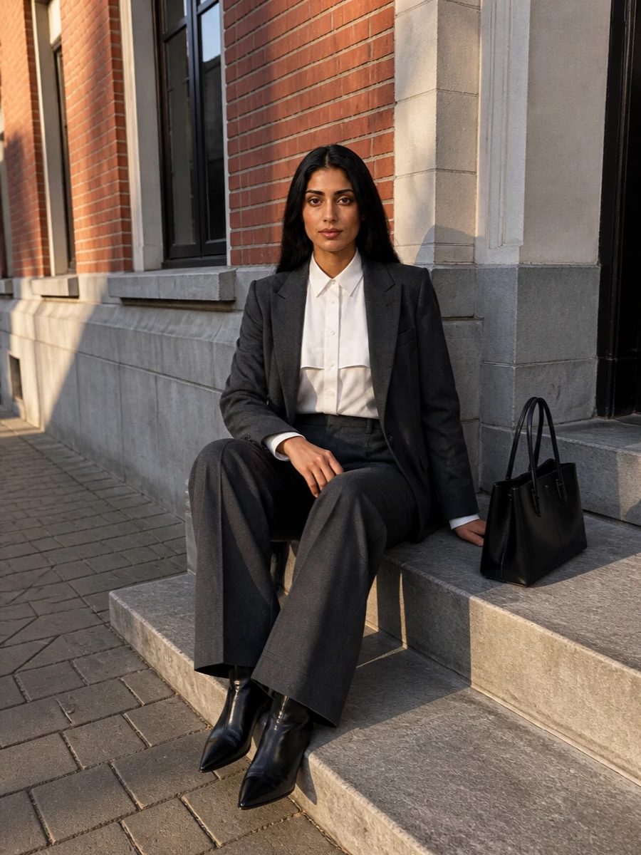 Stella mccartney charcoal blazer trouser outfit