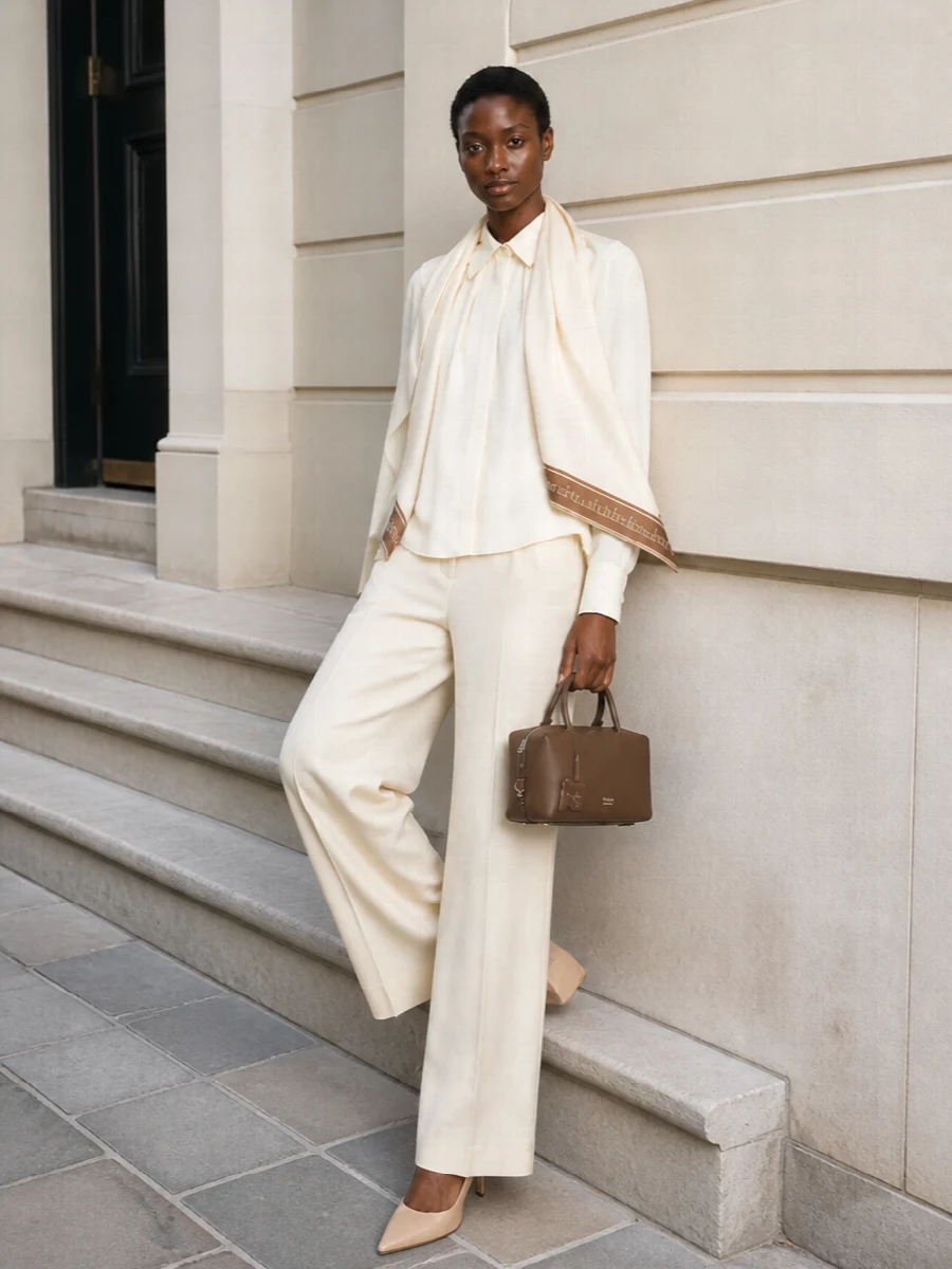 Max mara ivory blouse beige tailored trousers