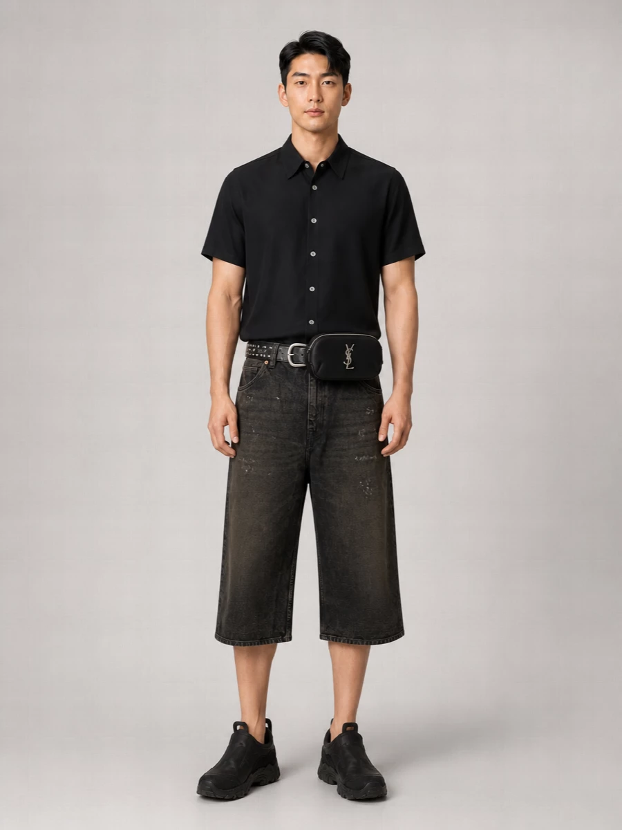 Our Legacy Denim High-Rise Knee-Length Bermuda Shorts