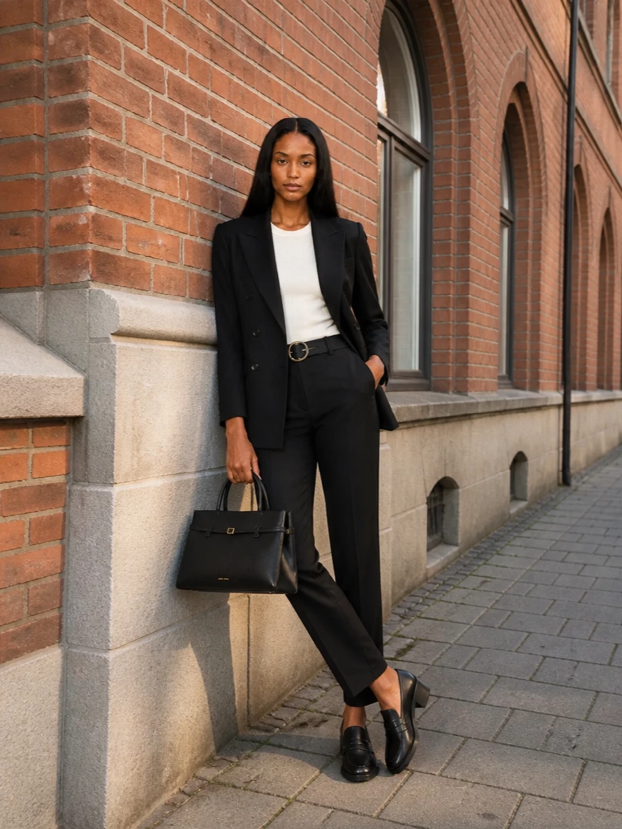 Lardini black trousers tagliatore blazer outfit